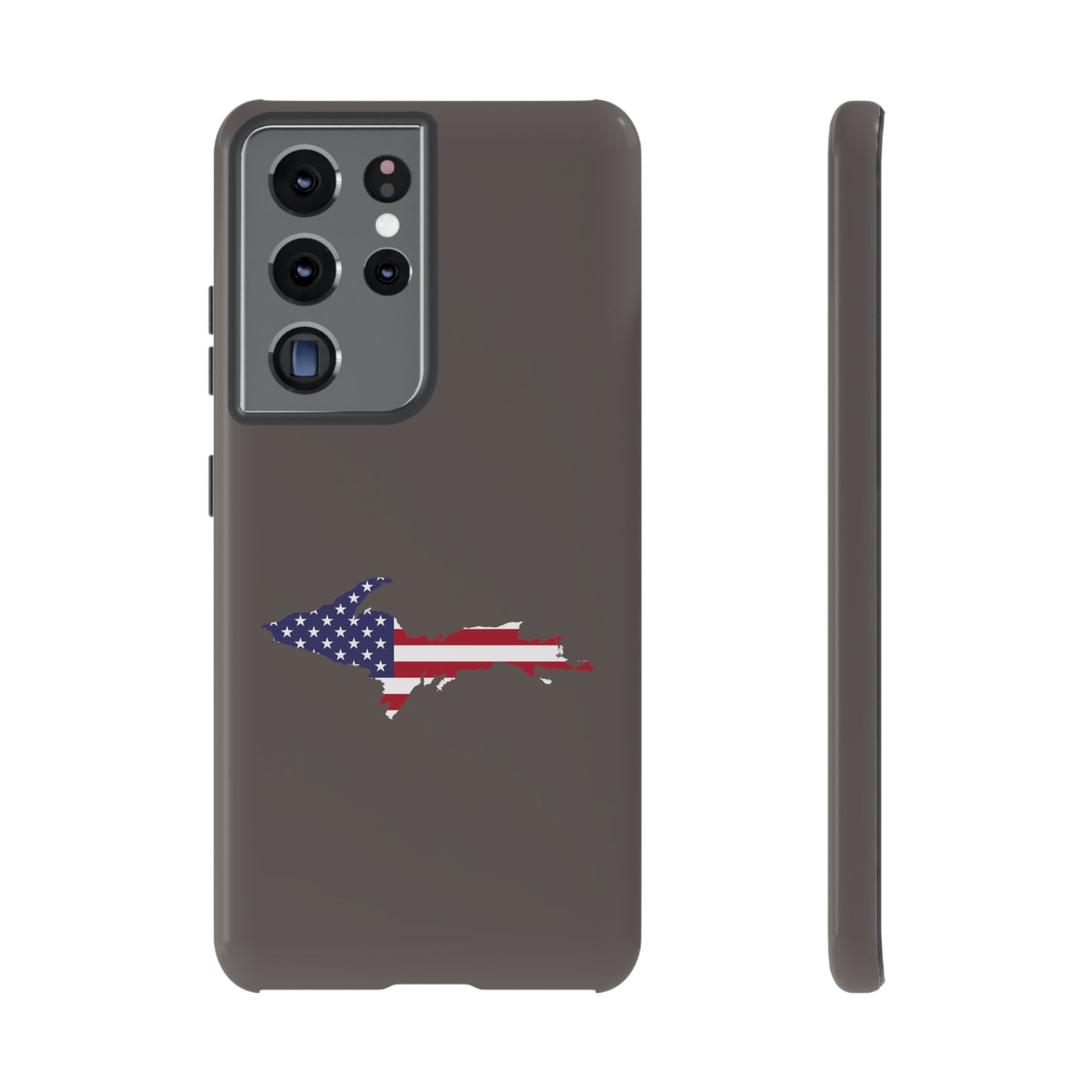 Michigan Upper Peninsula Tough Phone Case (Warren Tank Grey w/ UP USA Flag Outline) | Samsung & Pixel Android