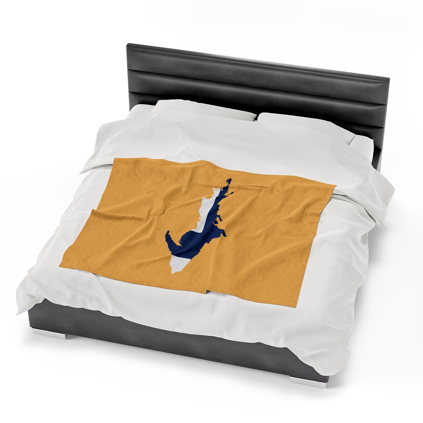 Michigan Upper Peninsula Plush Blanket (w/ UP Finland Flag Outline) | Citrine