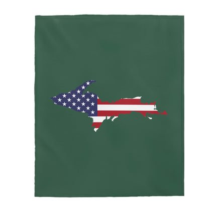 Michigan Upper Peninsula Plush Blanket (w/ UP USA Flag Outline) | Ginger Ale Green