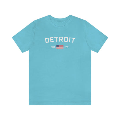 'Detroit Est 1701' T-Shirt (w/ United States Flag) | Unisex Standard Fit