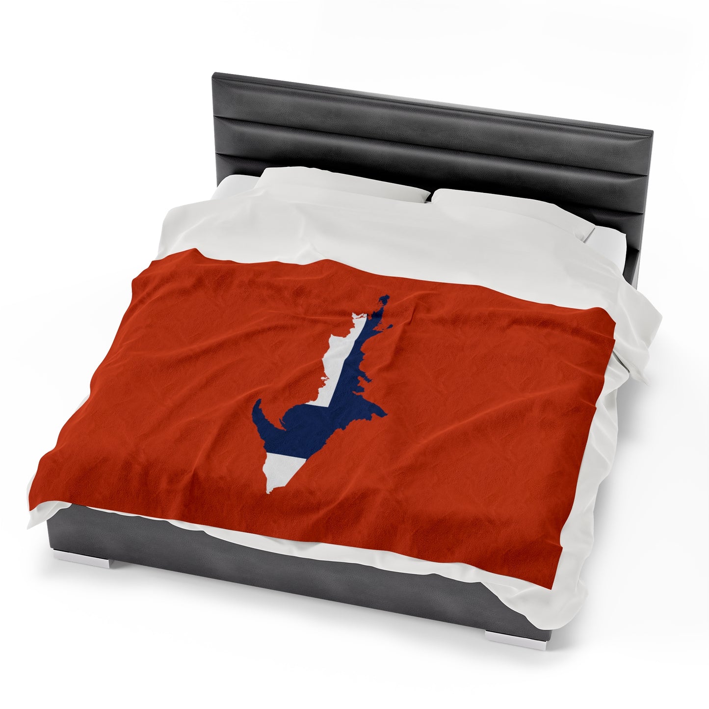 Michigan Upper Peninsula Plush Blanket (w/ UP Finland Flag Outline) | Maple Leaf Orange