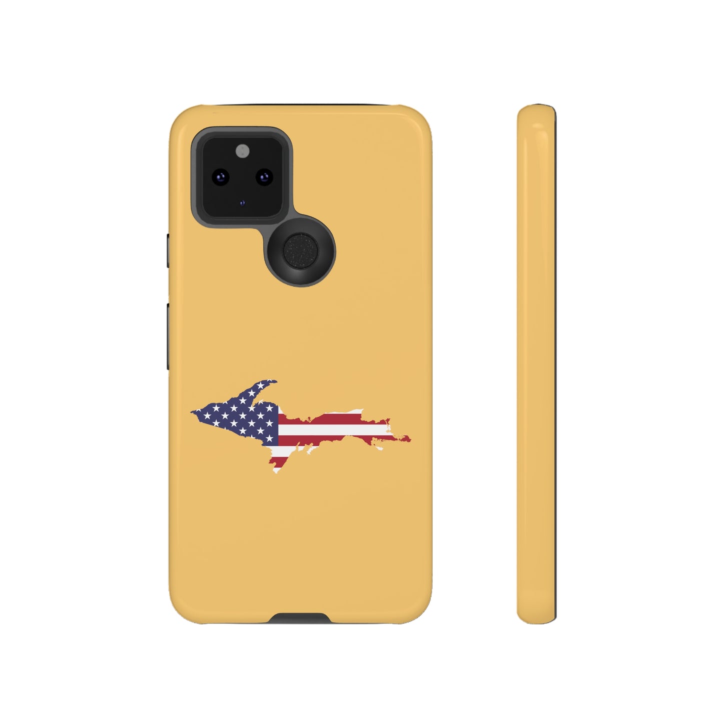 Michigan Upper Peninsula Tough Phone Case (Citrine w/ UP USA Flag Outline) | Samsung & Pixel Android