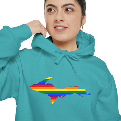 Michigan Upper Peninsula Hoodie (w/ UP Pride Flag Outline) | Unisex Garment-Dyed