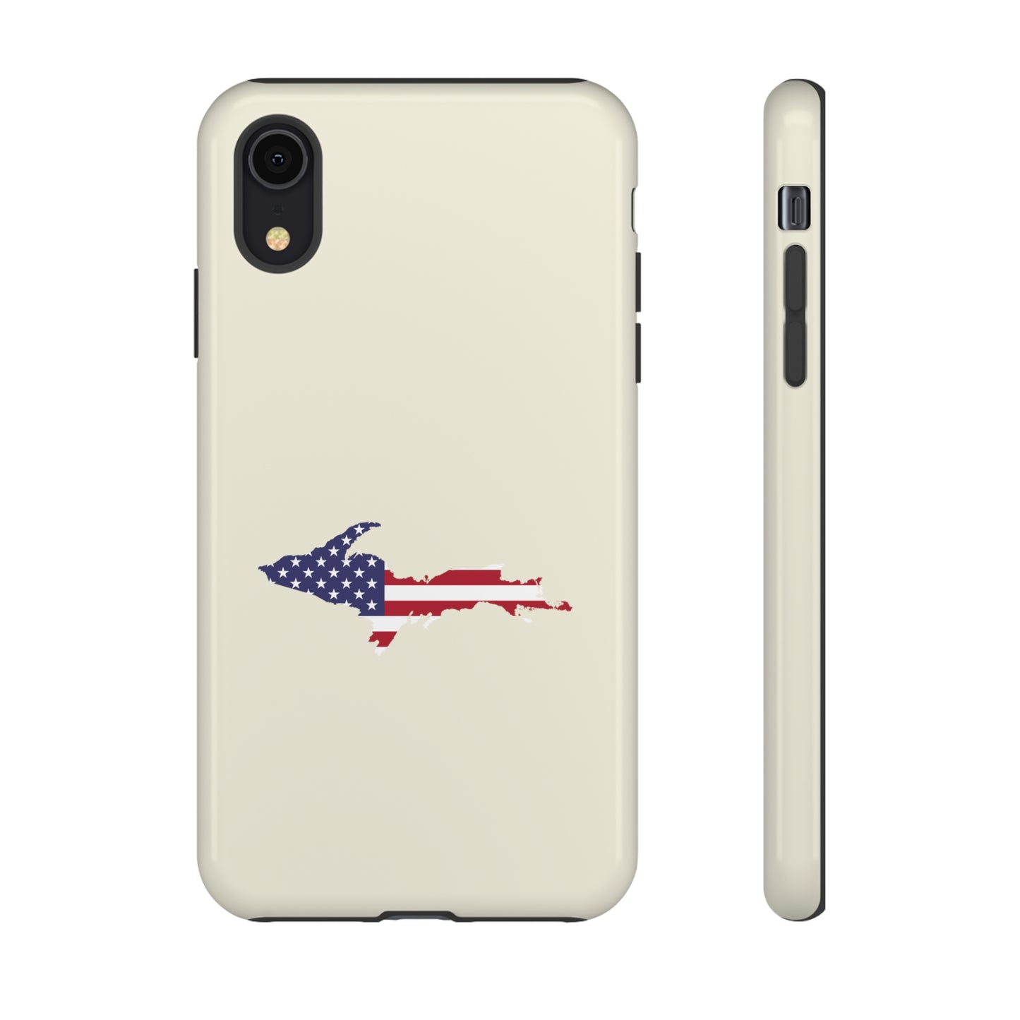 Michigan Upper Peninsula Tough Phone Case (Ivory Color w/ UP USA Outline) | Apple iPhone