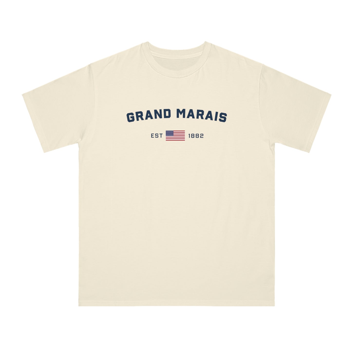 'Grand Marais EST 1882' T-Shirt (w/ USA Flag Outline) | Organic Unisex