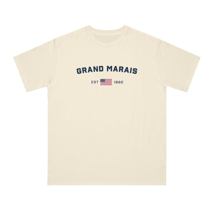 'Grand Marais EST 1882' T-Shirt (w/ USA Flag Outline) | Organic Unisex