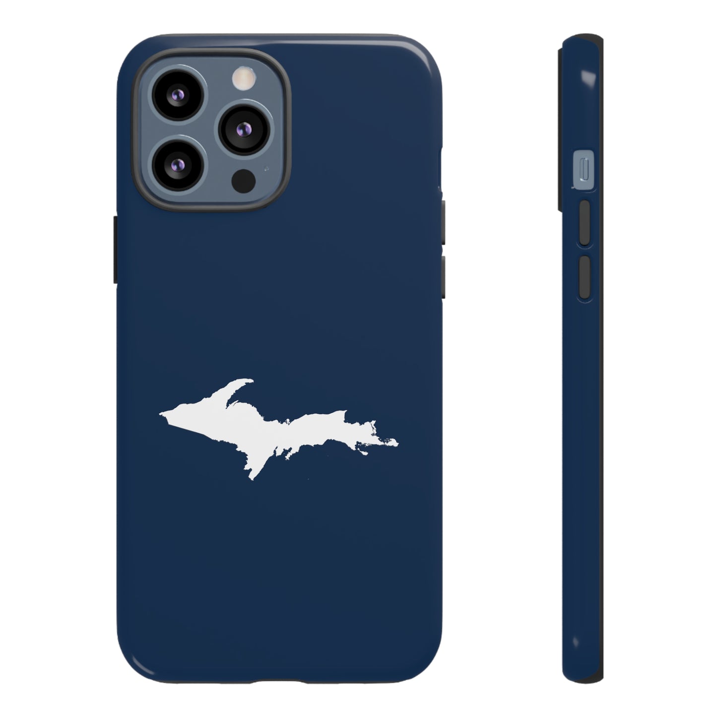 Michigan Upper Peninsula Tough Phone Case (Navy w/ UP Outline) | Apple iPhone