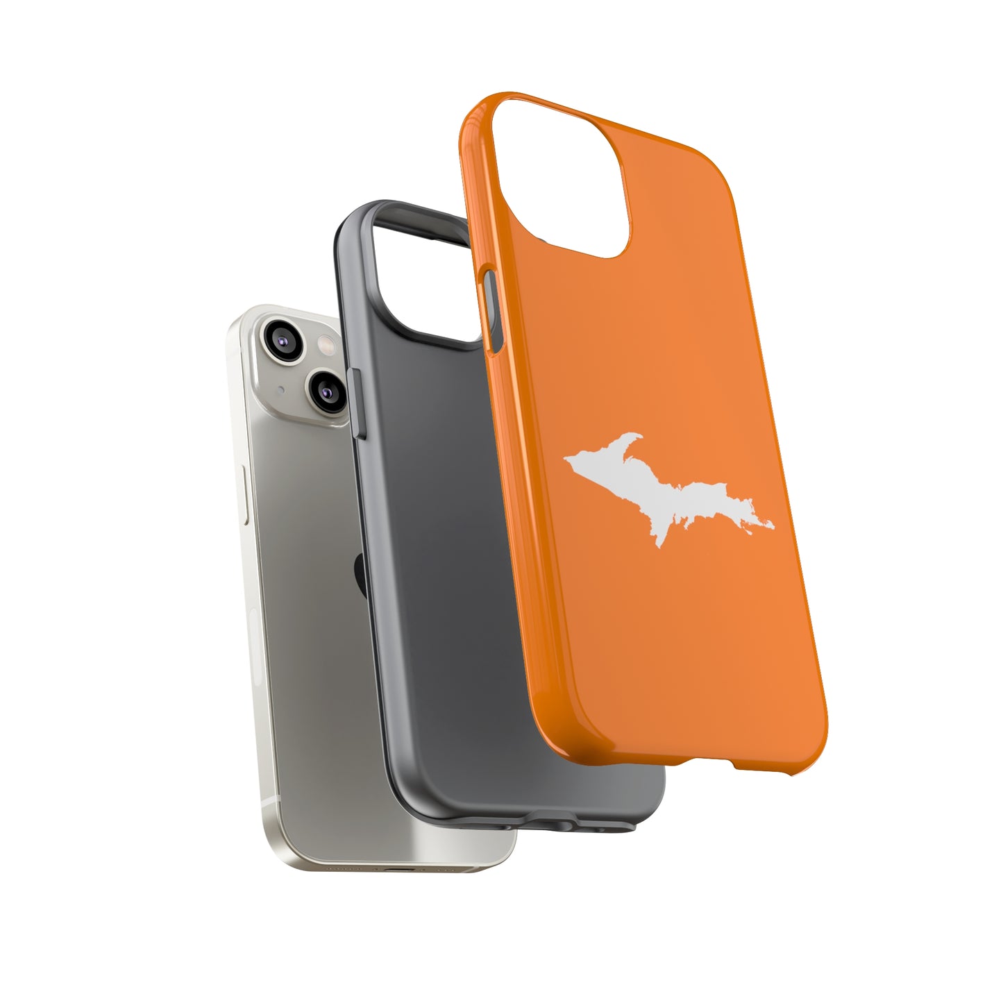 Michigan Upper Peninsula Tough Phone Case (Orange w/ UP Outline) | Apple iPhone