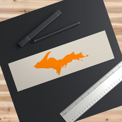 Michigan Upper Peninsula Bumper Sticker (w/ Orange UP Outline) | Canvas Color Background