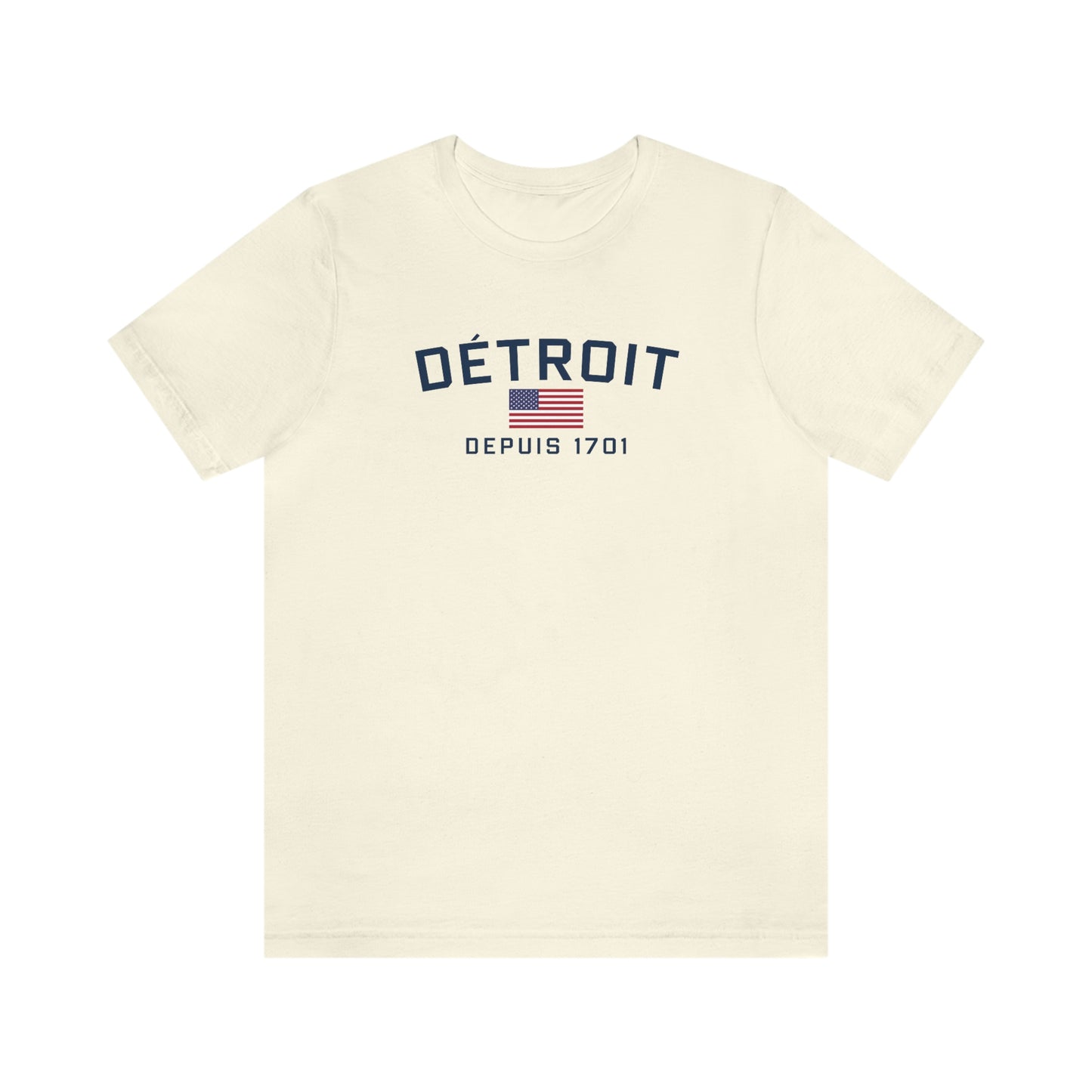 'Détroit Depuis 1701' T-Shirt (w/USA Flag Outline) | Unisex Standard Fit