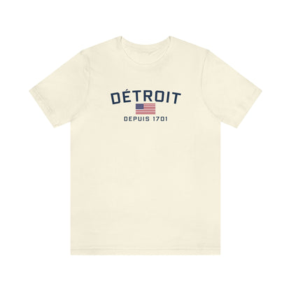 'Détroit Depuis 1701' T-Shirt (w/USA Flag Outline) | Unisex Standard Fit