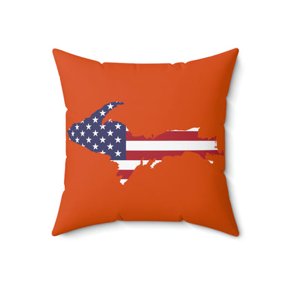 Michigan Upper Peninsula Accent Pillow (w/ UP USA Flag Outline) | Maple Leaf Orange