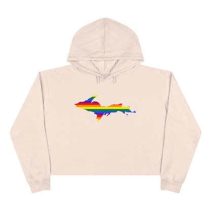 Michigan Upper Peninsula Cropped Hoodie (w/ UP Pride Flag Outline)