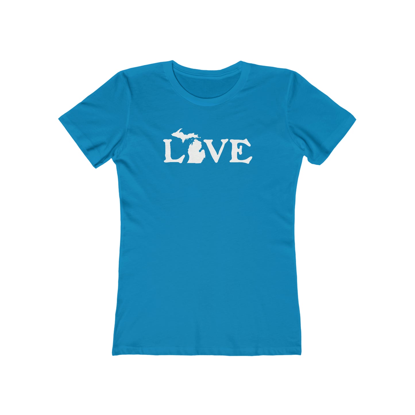 Michigan 'Love' T-Shirt (Woodcut Font) | Women's Boyfriend Cut