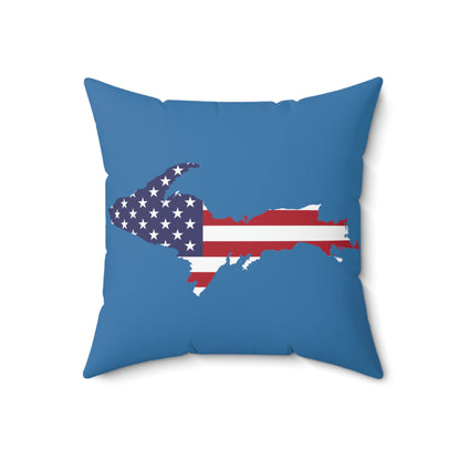 Michigan Upper Peninsula Accent Pillow (w/ UP USA Flag Outline) | Lake Superior Blue