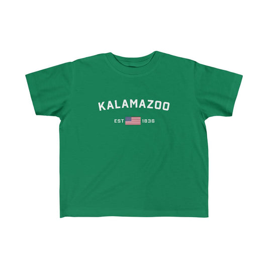 'Kalamazoo EST 1836' T-Shirt  (w/USA Flag Outline) | Toddler Short Sleeve - Circumspice Michigan