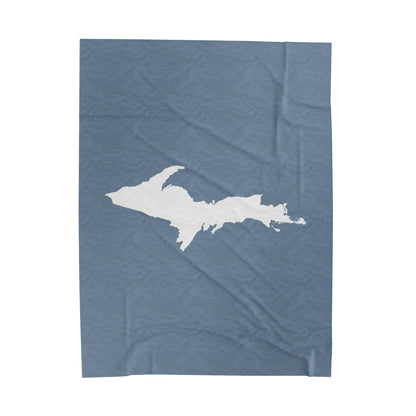 Michigan Upper Peninsula Plush Blanket (w/ UP Outline) | B-24 Liberator Grey