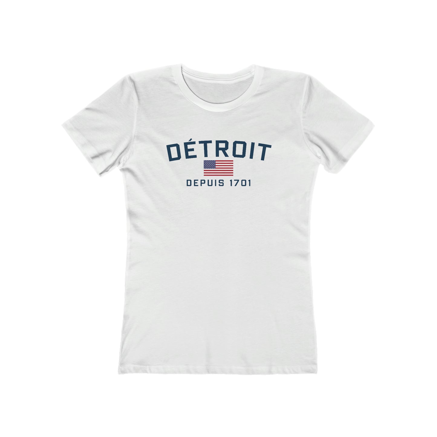 'Détroit Depuis 1701' T-Shirt (w/USA Flag Outline) | Women's Boyfriend Cut