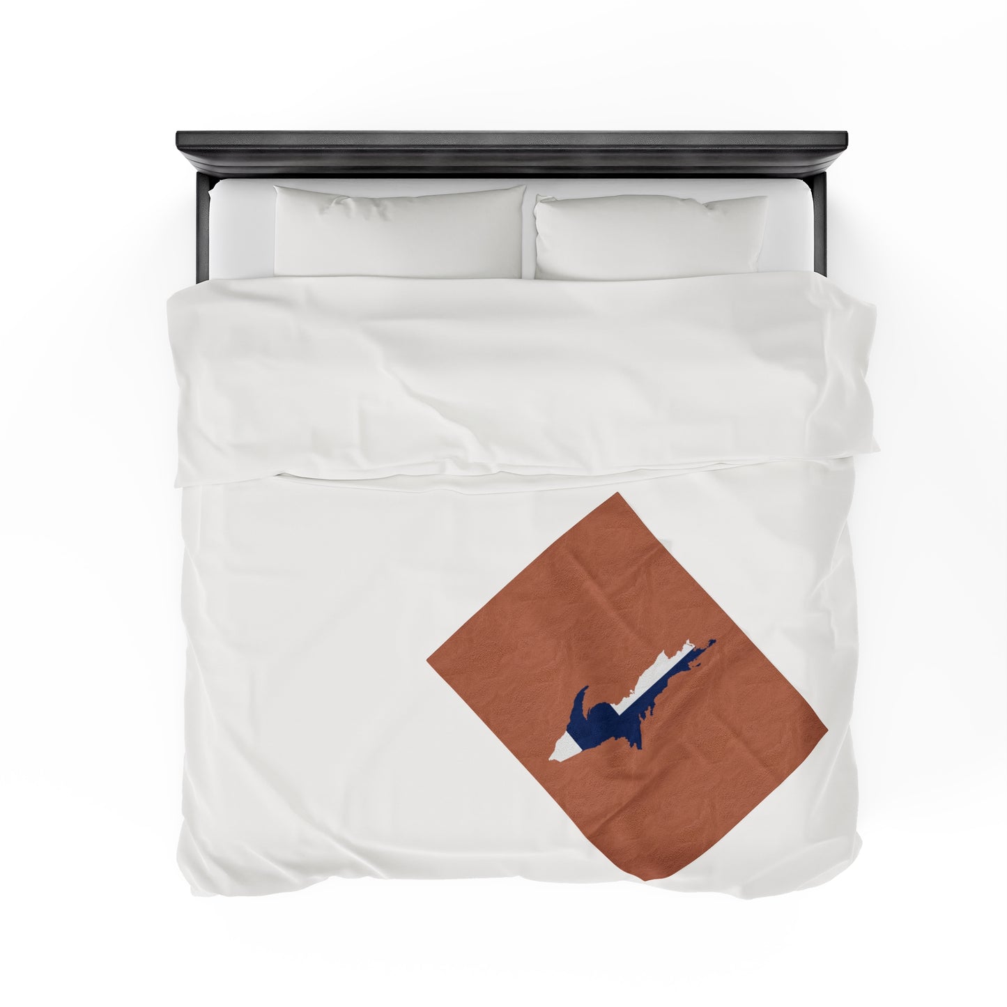 Michigan Upper Peninsula Plush Blanket (w/ UP Finland Flag Outline) | Copper Color