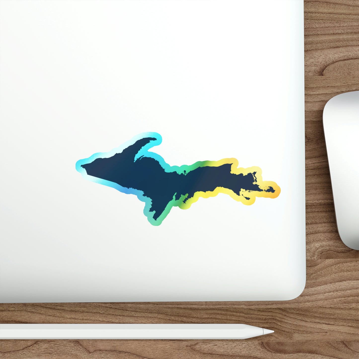 Michigan Upper Peninsula Holographic Die-Cut Stickers (w/ Navy UP Outline)