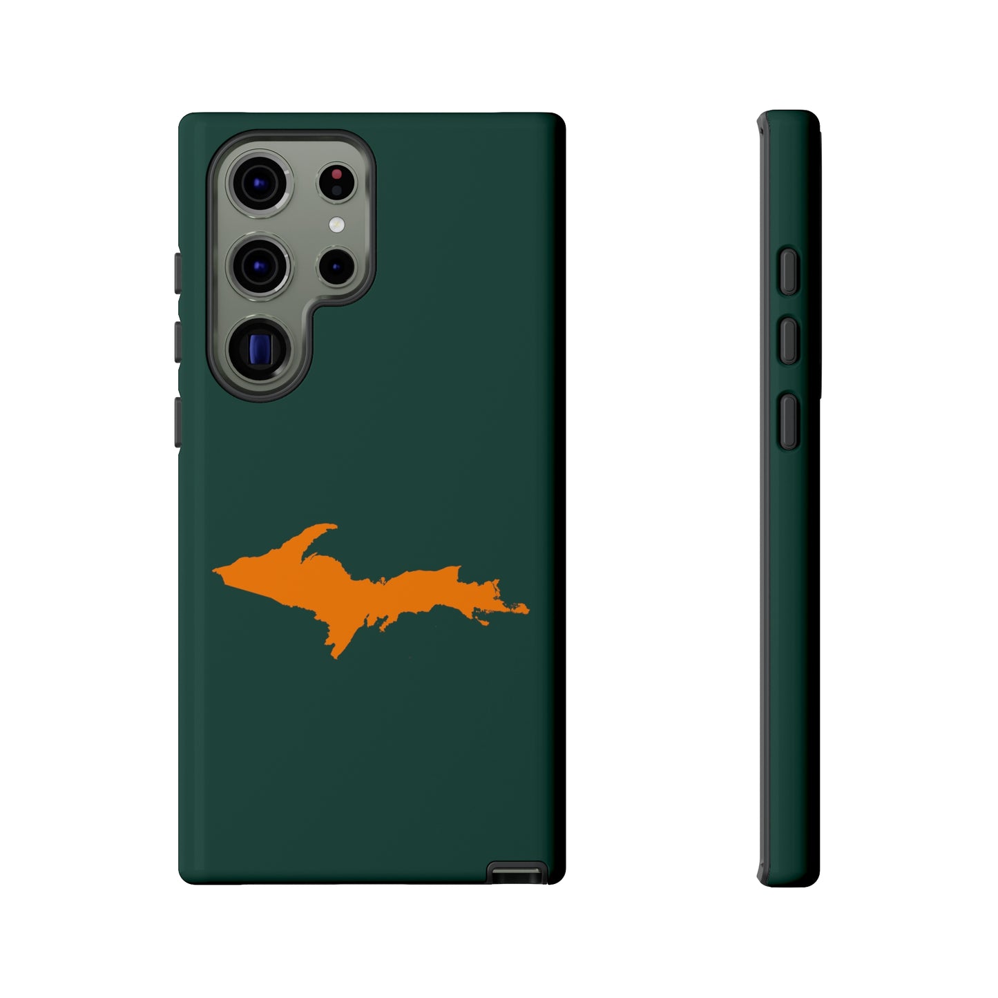 Michigan Upper Peninsula Tough Phone Case (Green w/ Orange UP Outline) | Samsung & Pixel Android