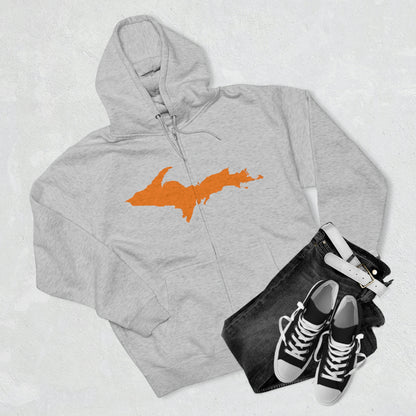 Michigan Upper Peninsula Full-Zip Hoodie (w/ Orange UP Outline)