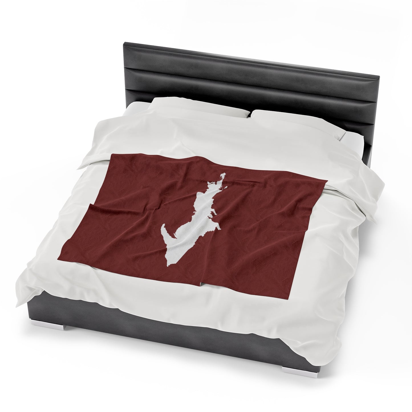 Michigan Upper Peninsula Plush Blanket (w/ UP Outline) | Ore Dock Red