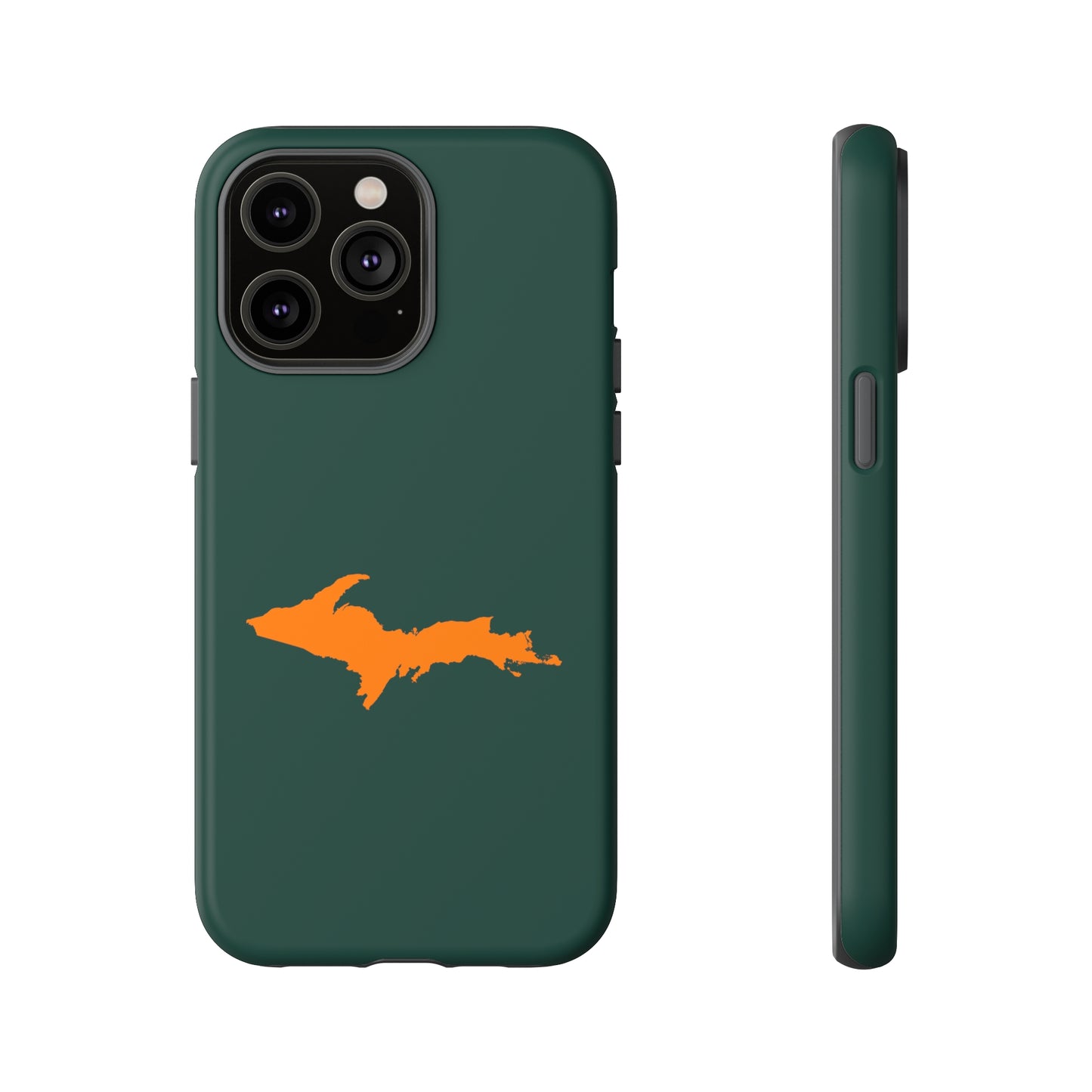 Michigan Upper Peninsula Tough Phone Case (Green w/ Orange UP Outline) | Apple iPhone