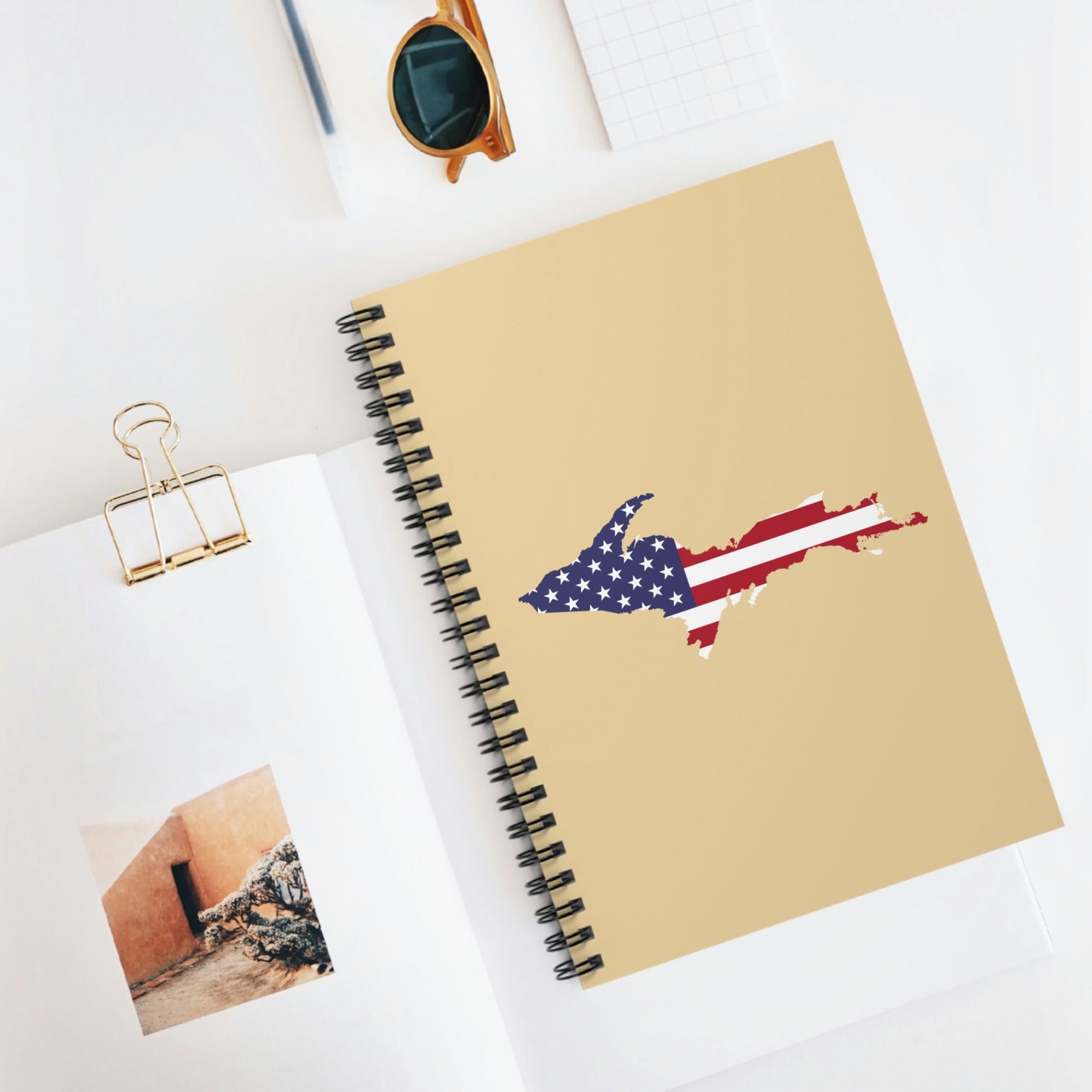 Michigan Upper Peninsula Spiral Notebook (w/ UP USA Flag Outline) | Maple Color