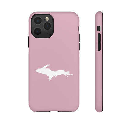 Michigan Upper Peninsula Tough Phone Case (Pink w/ UP Outline) | Apple iPhone