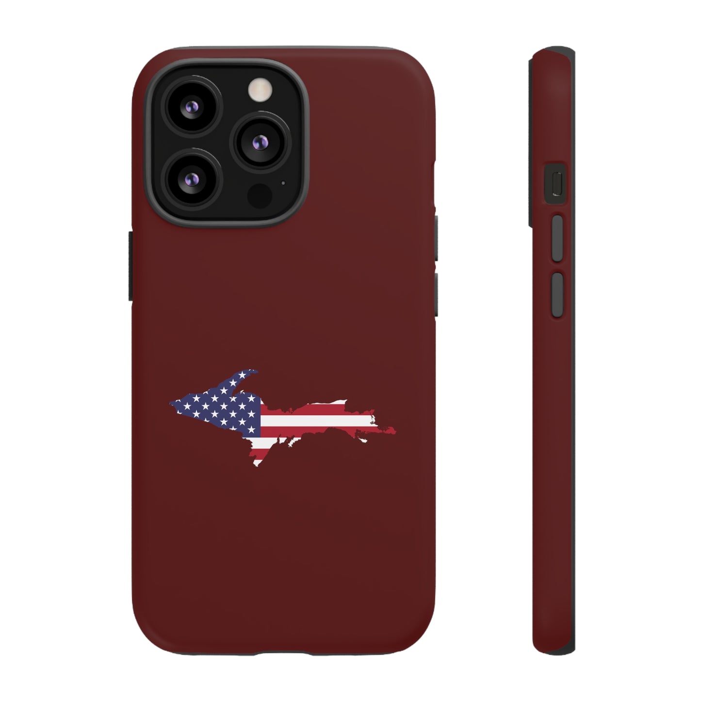 Michigan Upper Peninsula Tough Phone Case (Cherrywood Color w/ UP USA Outline) | Apple iPhone