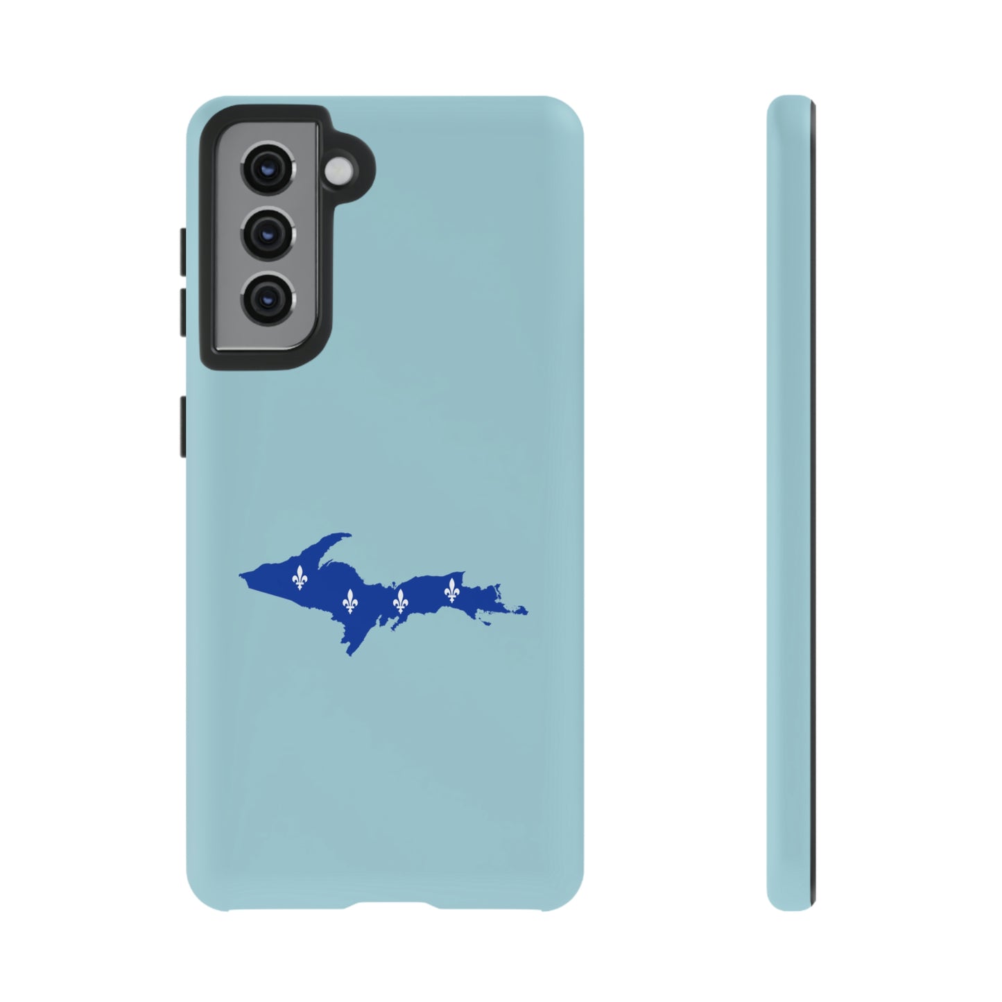 Michigan Upper Peninsula Tough Phone Case ('58 Caddie Blue w/ UP Quebec Flag Outline) | Samsung & Pixel Android