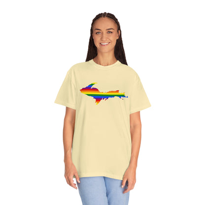 Michigan Upper Peninsula T-Shirt (w/ UP Pride Flag Outline) | Unisex Garment-Dyed