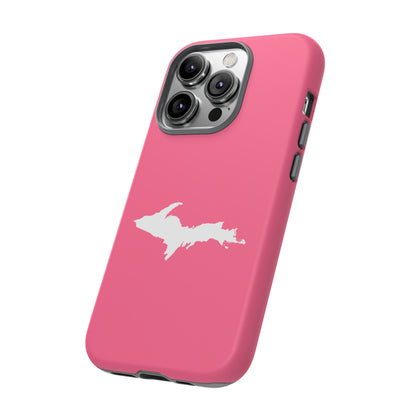 Michigan Upper Peninsula Tough Phone Case (Rhodochrosite Pink w/ UP Outline) | Apple iPhone