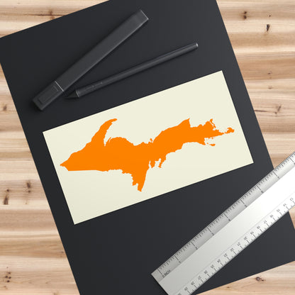 Michigan Upper Peninsula Bumper Sticker (w/ Orange UP Outline) | Ivory Color Background