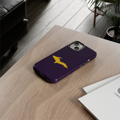 Michigan Upper Peninsula Tough Phone Case (Blackcurrant w/ Gold UP Outline) | Apple iPhone