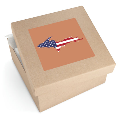 Michigan Upper Peninsula Square Sticker (Copper w/ UP USA Flag Outline) | Indoor/Outdoor