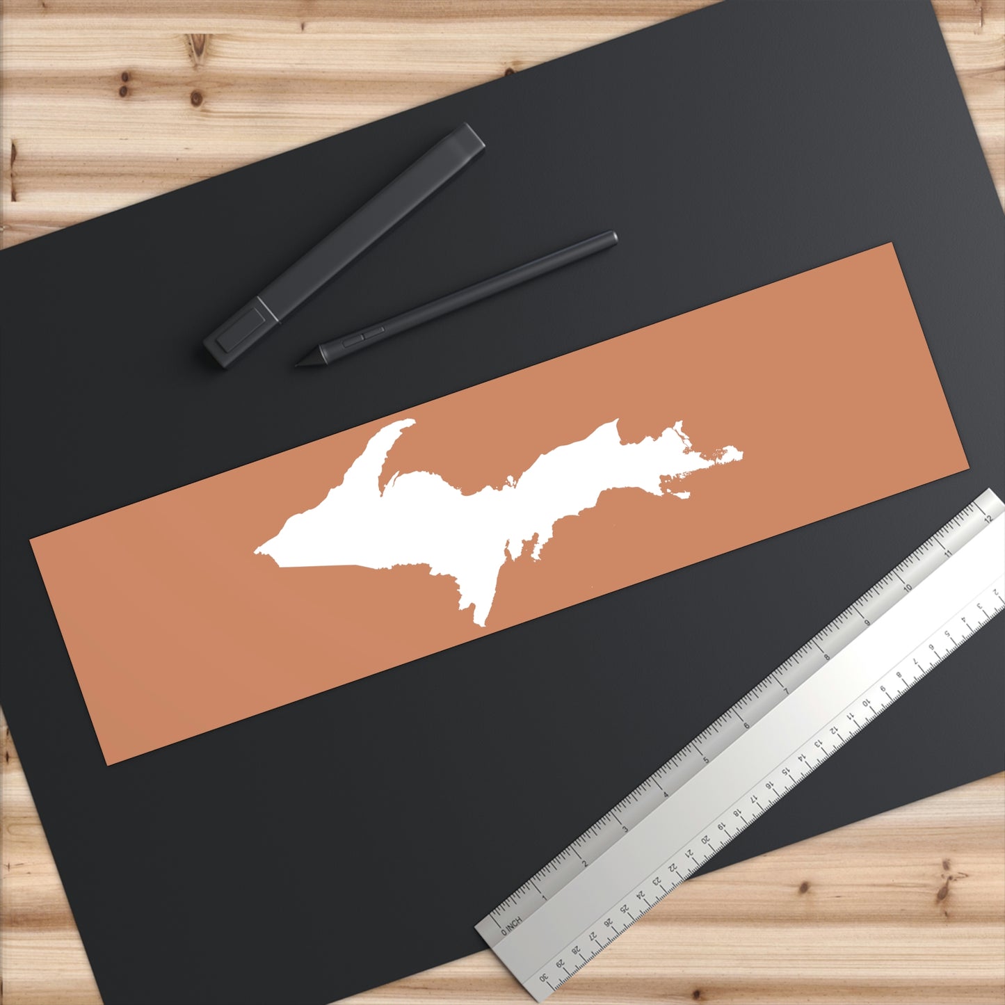 Michigan Upper Peninsula Bumper Sticker (w/ UP Outline) | Copper Color Background