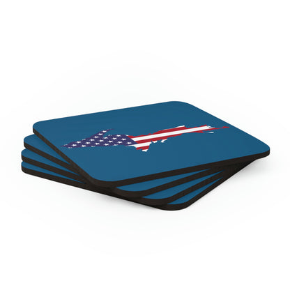 Michigan Upper Peninsula Coaster Set (Blueberry Color w/ UP USA Flag Outline) | Corkwood - 4 pack