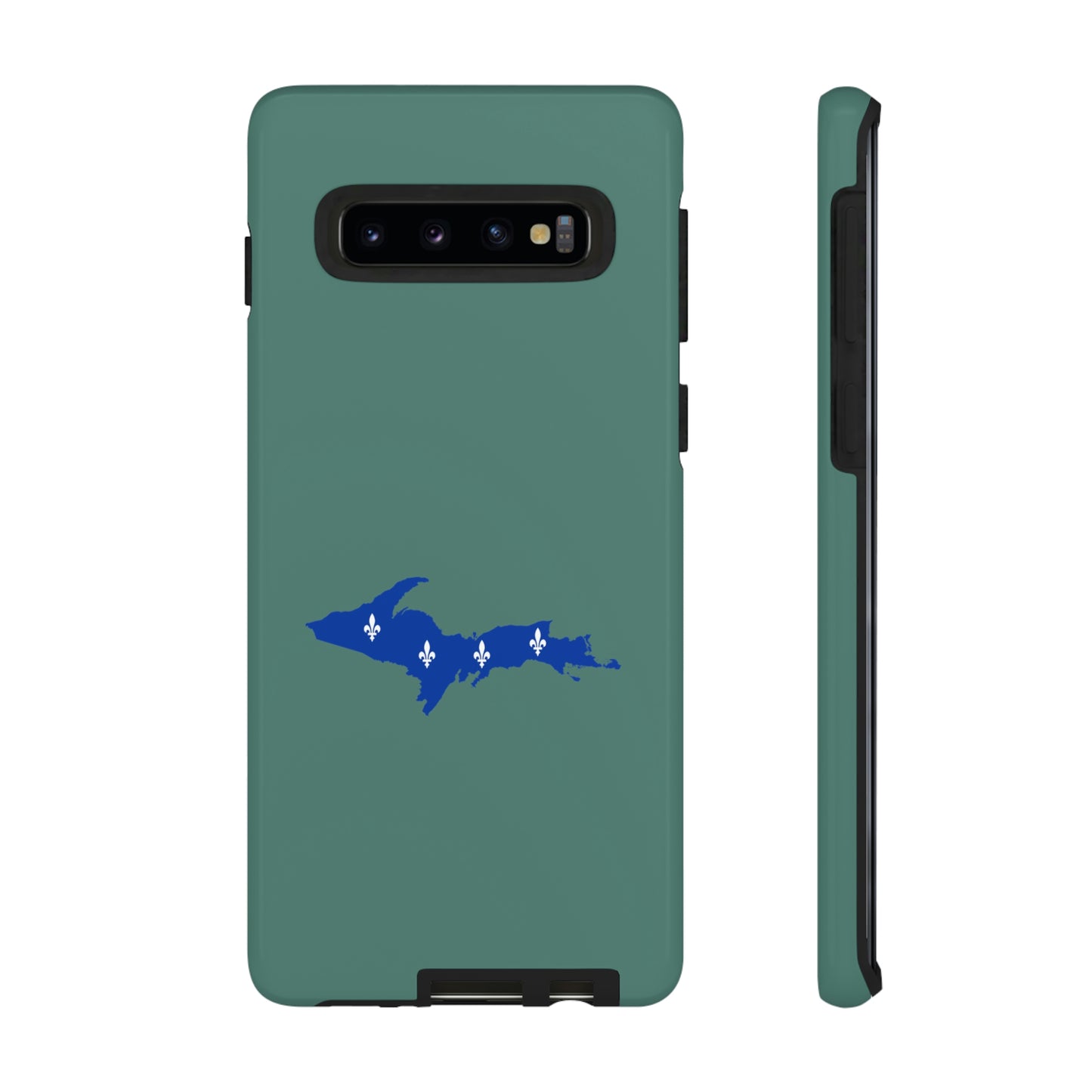 Michigan Upper Peninsula Tough Phone Case (Copper Green w/ UP Quebec Flag Outline) | Samsung & Pixel Android