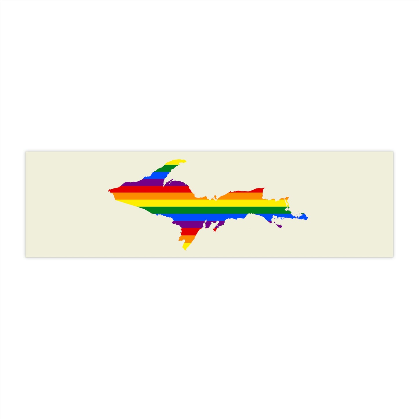 Michigan Upper Peninsula Bumper Stickers (w/ UP Pride Flag Outline) | Ivory Color Background