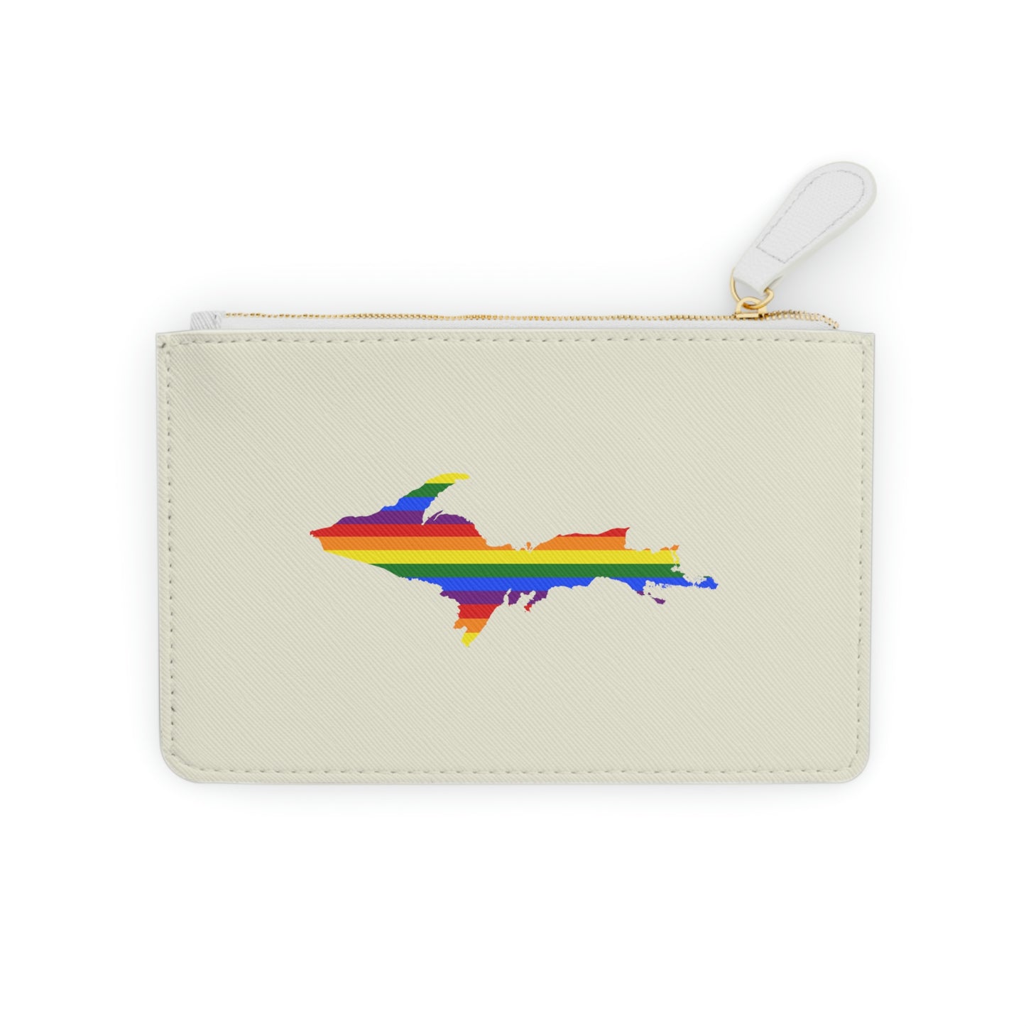 Michigan Upper Peninsula Mini Clutch Bag (Ivory Color w/ UP Pride Flag Outline)