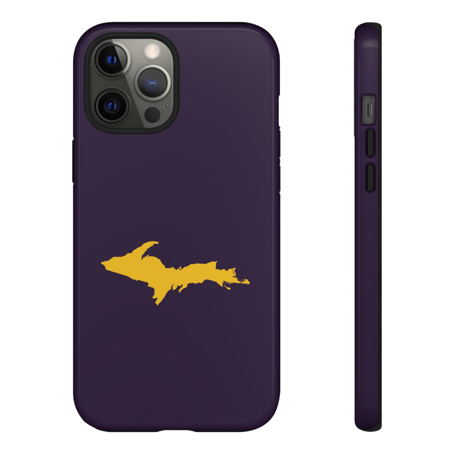 Michigan Upper Peninsula Tough Phone Case (Blackcurrant w/ Gold UP Outline) | Apple iPhone