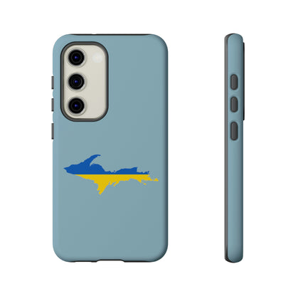 Michigan Upper Peninsula Tough Phone Case (Opal Blue w/ UP Ukraine Flag Outline) | Samsung & Pixel Android