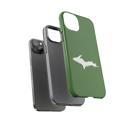 Michigan Upper Peninsula Tough Phone Case (Pine Green w/ UP Outline) | Apple iPhone