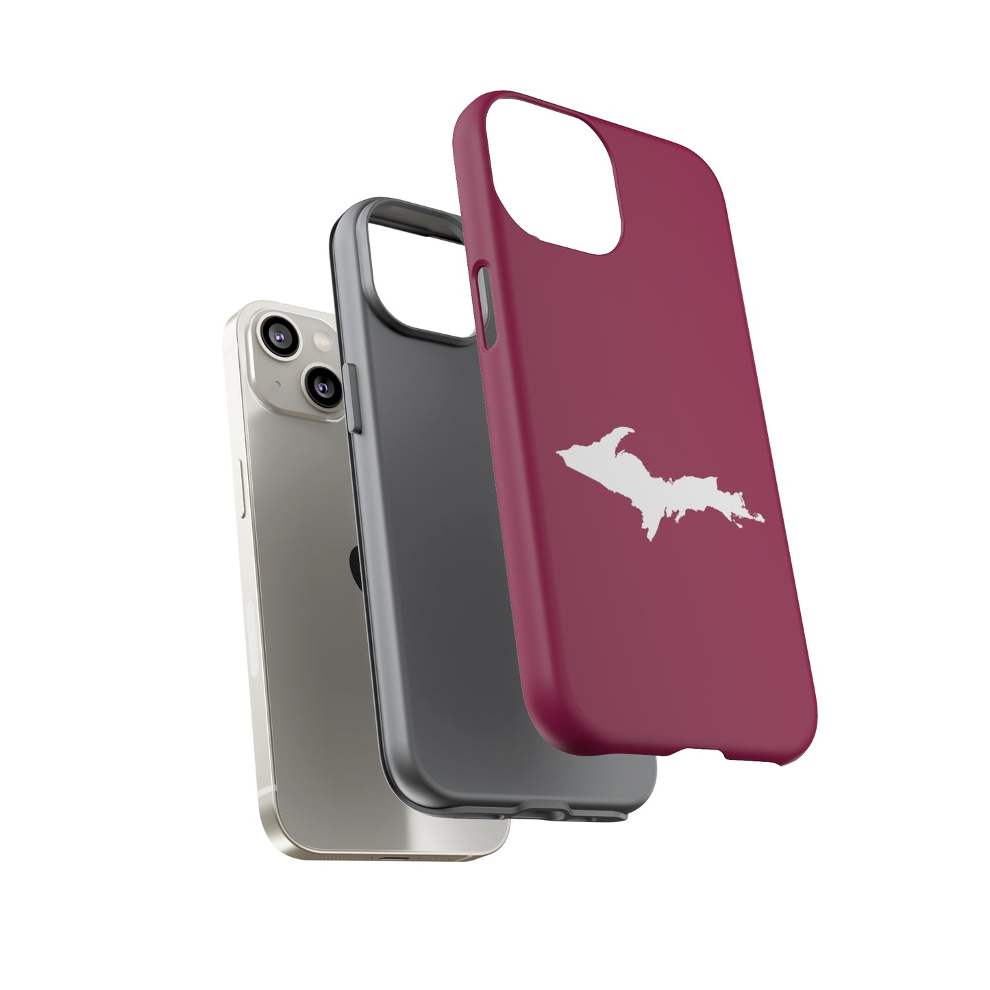 Michigan Upper Peninsula Tough Phone Case (Ruby Red w/ UP Outline) | Apple iPhone