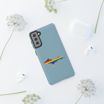 Michigan Upper Peninsula Tough Phone Case (Opal Blue w/ UP Pride Flag Outline) | Samsung & Pixel Android