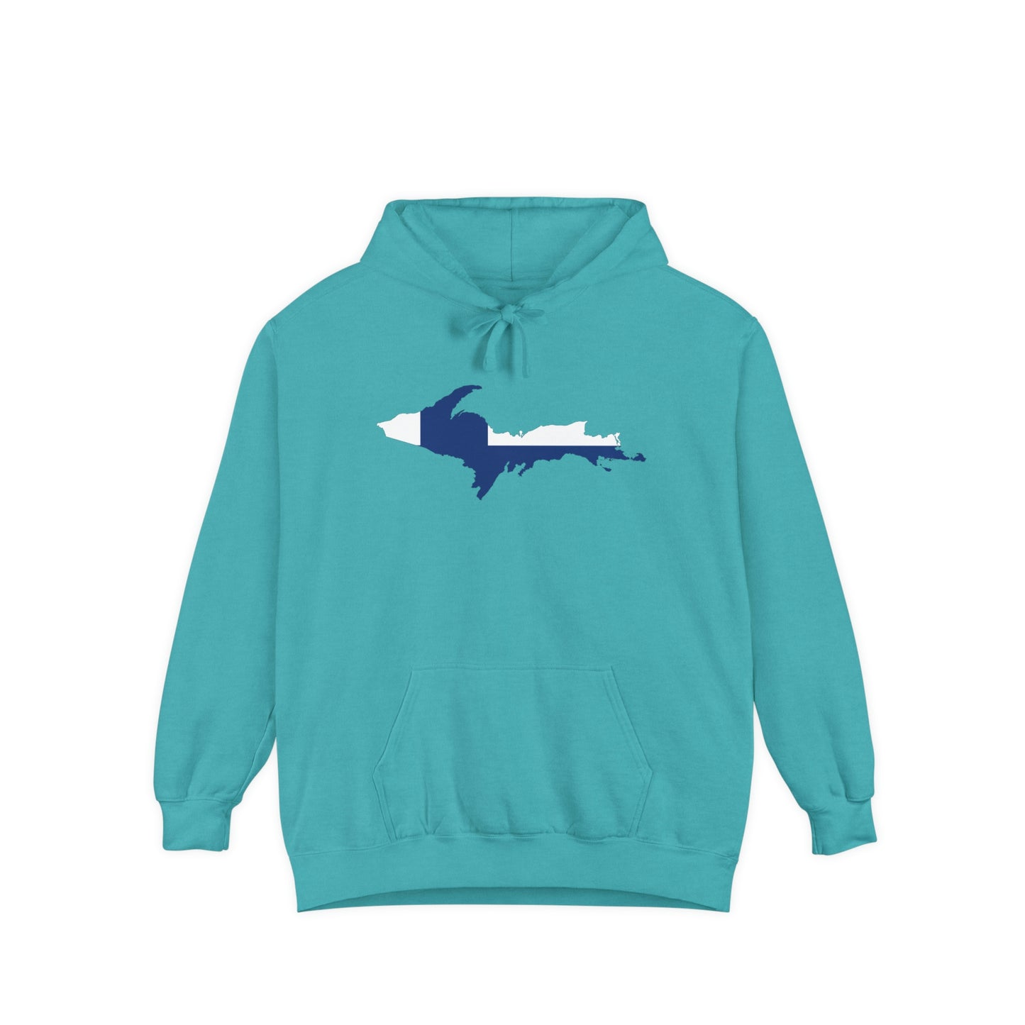 Michigan Upper Peninsula Hoodie (w/ UP Finland Flag Outline) | Unisex Garment-Dyed