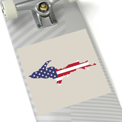 Michigan Upper Peninsula Square Sticker (Canvas Color w/ UP USA Flag Outline) | Indoor/Outdoor