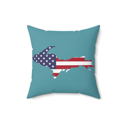 Michigan Upper Peninsula Accent Pillow (w/ UP USA Flag Outline) | Lake Huron Blue